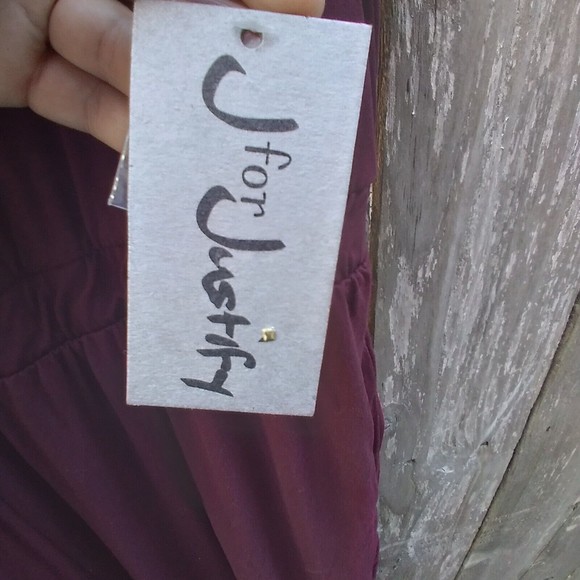 NWT J For Justify size XL jumpsuit short sleeve henley bordeaux red - Picture 5 of 12